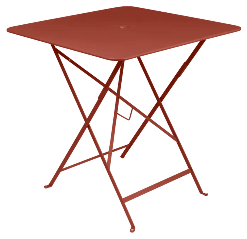 Load image into Gallery viewer, Bistro Table 71x71cm - Custom Wood DesignsRed Ochre Fermob foldable metal bistro table, 71x71cm, perfect for outdoor restaurant terrace seating.Foldable Table Ferob Outdoor7917.0Red Ochre