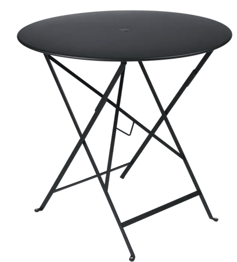 Load image into Gallery viewer, Bistro Table Ø77cm Round Folding Table - Custom Wood DesignsFermob Bistro Round Folding Table Ø77cm in liquorice color, outdoor metal table for four with compact design.Round Table Ferob Outdoor7922.0Liquorice