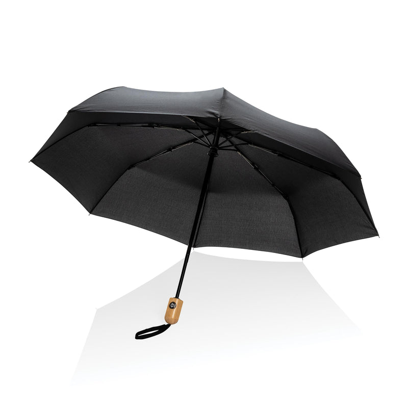 Load image into Gallery viewer, 21&quot; bamboo handle umbrella pack of 12 Black Custom Wood Designs __label: Multibuy black-21-bamboo-handle-umbrella-pack-of-12-53613419823447
