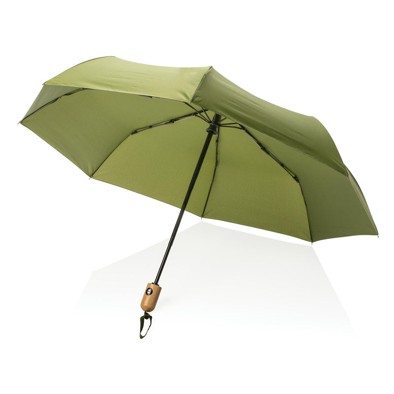 Load image into Gallery viewer, 21&quot; bamboo handle umbrella pack of 12 Green Custom Wood Designs __label: Multibuy black-21-bamboo-handle-umbrella-pack-of-12-53613423329623
