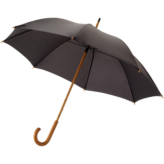 23" Umbrella with wooden shaft pack of 25 Black Custom Wood Designs __label: Multibuy black-23-umbrella-with-wooden-shaft-pack-of-25-53613587398999