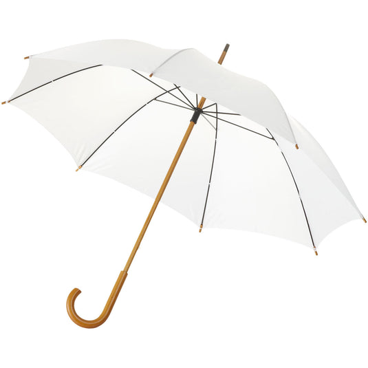 23" Umbrella with wooden shaft pack of 25 White Custom Wood Designs __label: Multibuy black-23-umbrella-with-wooden-shaft-pack-of-25-53613588054359