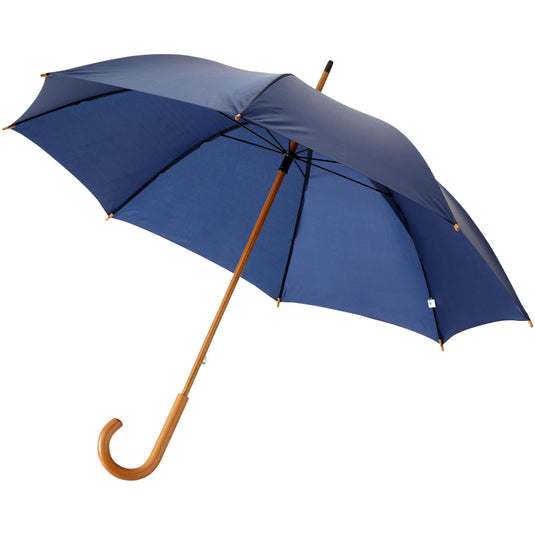 23" Umbrella with wooden shaft pack of 25 Navy Custom Wood Designs __label: Multibuy black-23-umbrella-with-wooden-shaft-pack-of-25-53613588480343