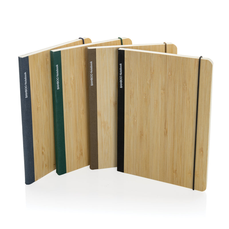 Load image into Gallery viewer, A5 Bamboo Notebook pack of 25 Custom Wood Designs __label: Multibuy black-a5-bamboo-notebook-pack-of-25-53613753106775