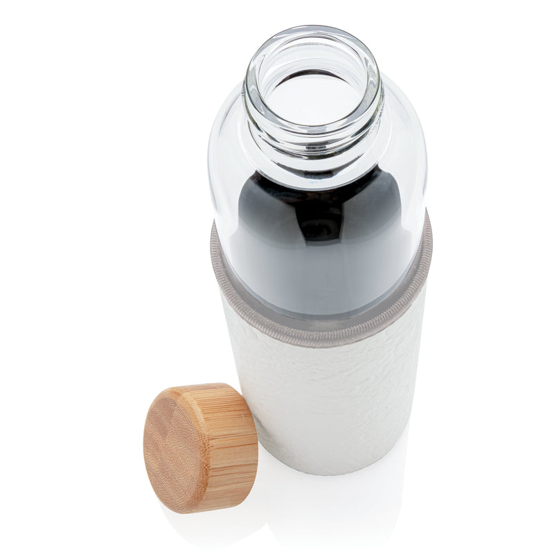 Load image into Gallery viewer, Glass bottle 550ml with bamboo lid & textured PU sleeve pack of 25 Custom Wood Designs __label: Multibuy black-glass-bottle-550ml-with-bamboo-lid-textured-pu-sleeve-pack-of-25-53613714211159