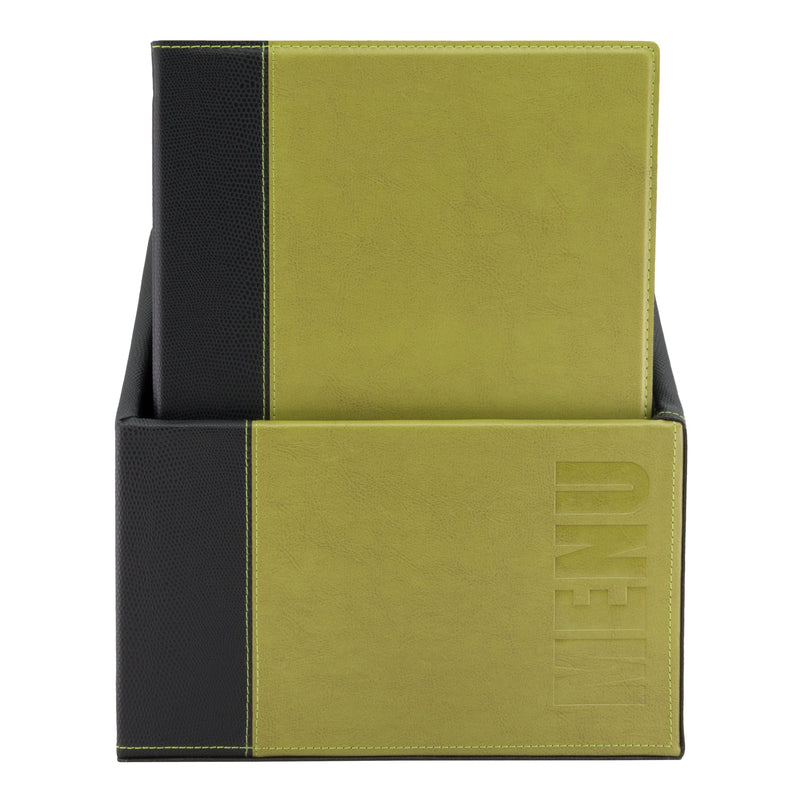 Load image into Gallery viewer, Leather style A4 menu holders in box 2 packs of 20 Green Custom Wood Designs black-leather-style-a4-menu-holders-in-box-2-packs-of-20-53613283475799
