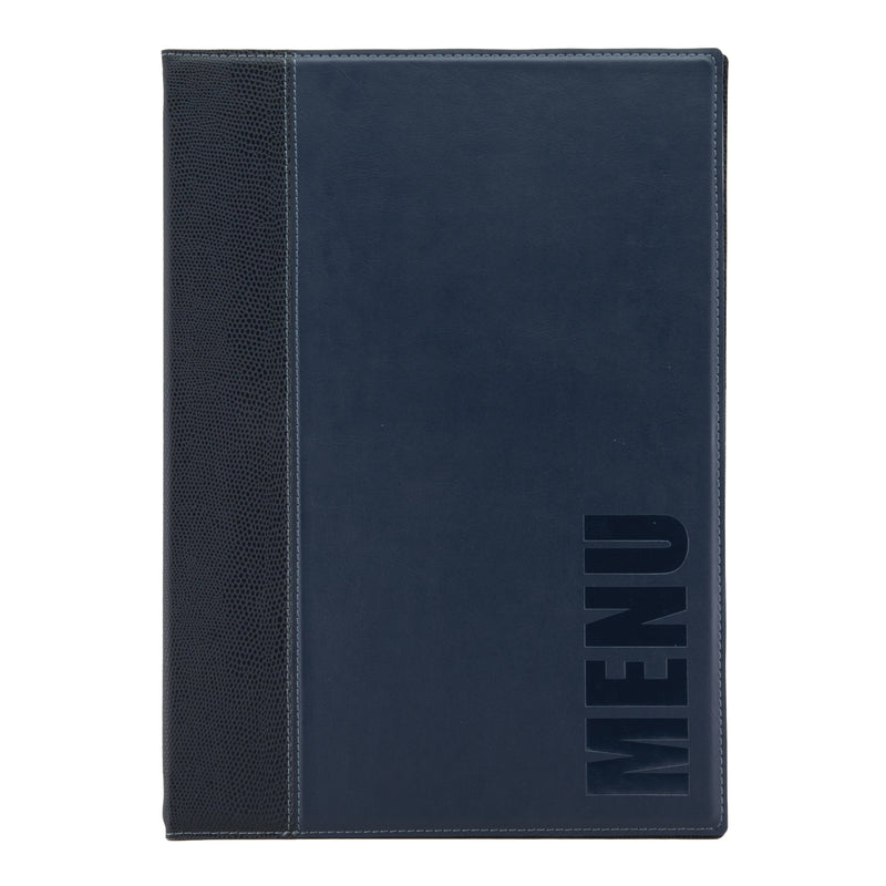 Load image into Gallery viewer, Leather style menu A4 pack of 10 Blue Custom Wood Designs black-leather-style-menu-a4-pack-of-10-53613268599127
