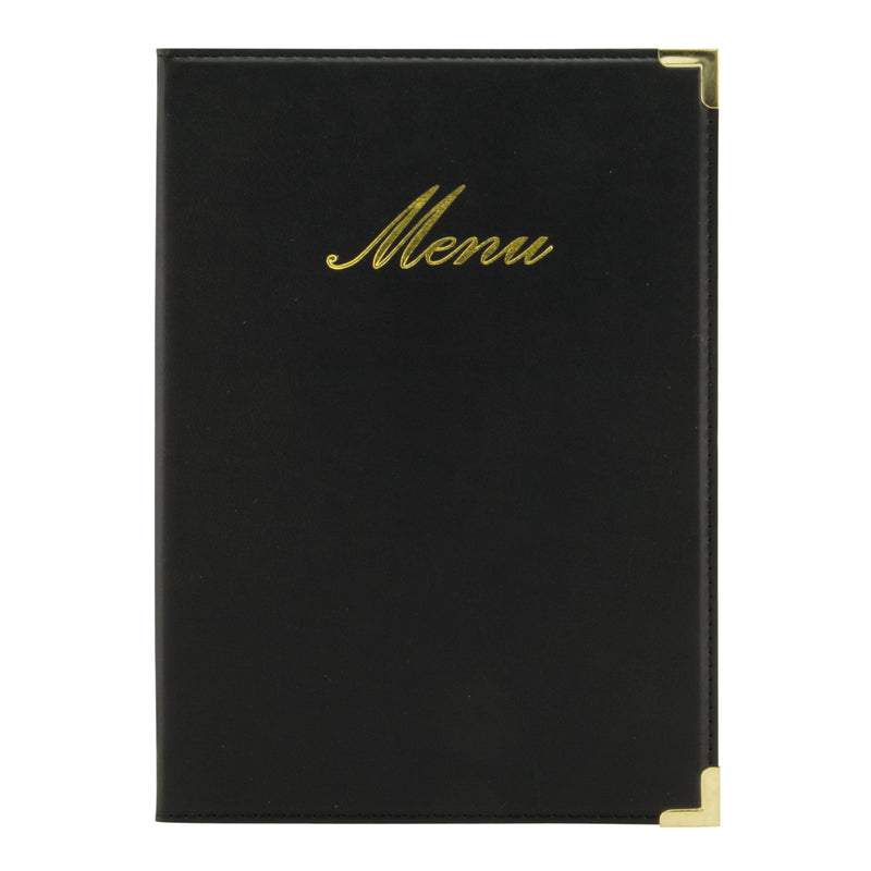 Load image into Gallery viewer, Leather style menu A5 pack of 10 Black Custom Wood Designs __label: Multibuy black-leather-style-menu-a5-pack-of-10-53613252215127