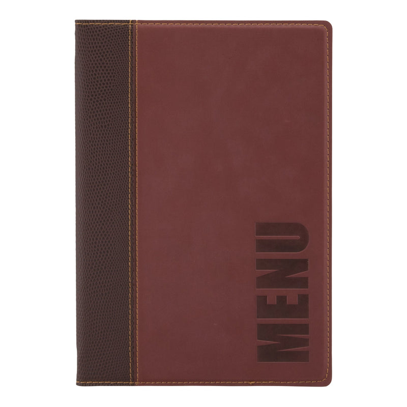 Load image into Gallery viewer, Leather style menu holder A5 pack of 10 Wine Red Custom Wood Designs __label: Multibuy black-leather-style-menu-holder-a5-pack-of-10-53613281345879