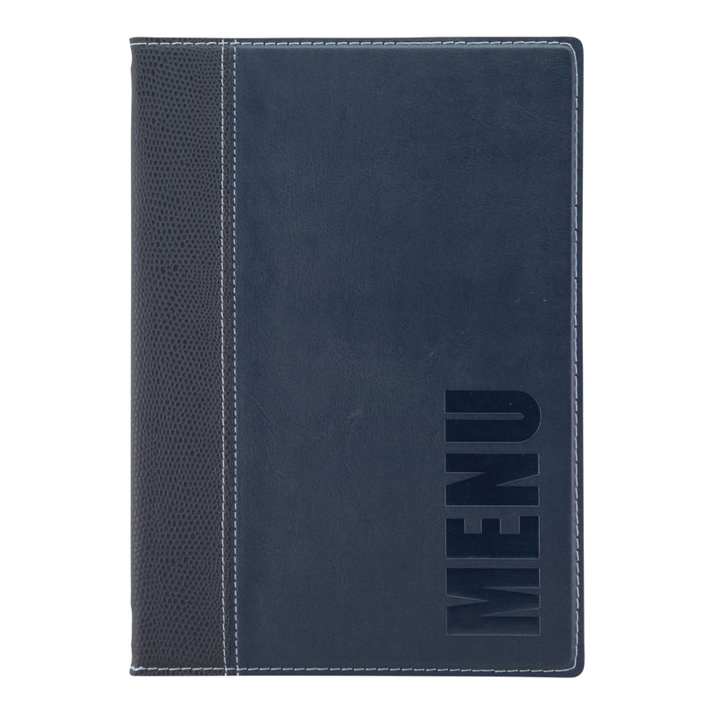 Load image into Gallery viewer, Leather style menu holder A5 pack of 10 Blue Custom Wood Designs __label: Multibuy black-leather-style-menu-holder-a5-pack-of-10-53613282656599