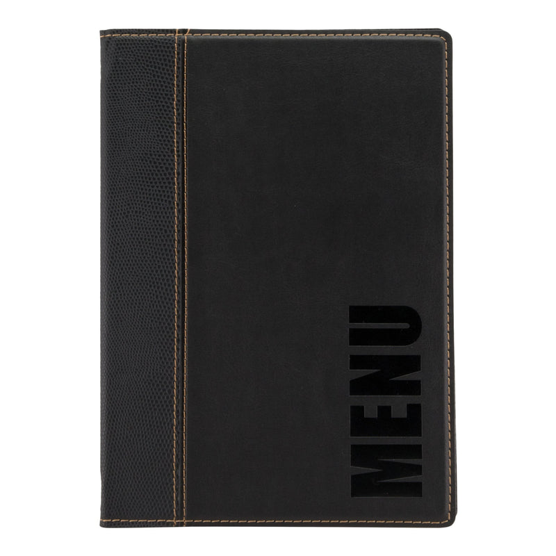 Load image into Gallery viewer, Leather style menu holder A5 pack of 10 Black Custom Wood Designs __label: Multibuy black-leather-style-menu-holder-a5-pack-of-10-53613283901783