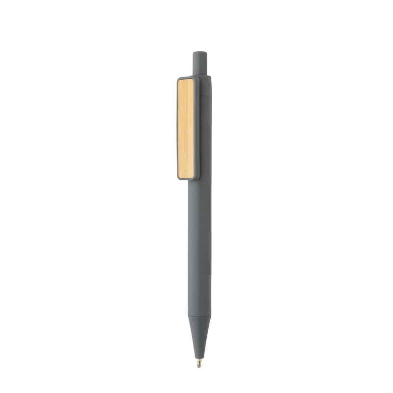 Load image into Gallery viewer, Pen with wooden bamboo clip pack of 500 Grey Custom Wood Designs __label: Multibuy black-pen-with-wooden-bamboo-clip-pack-of-500-53613182681431