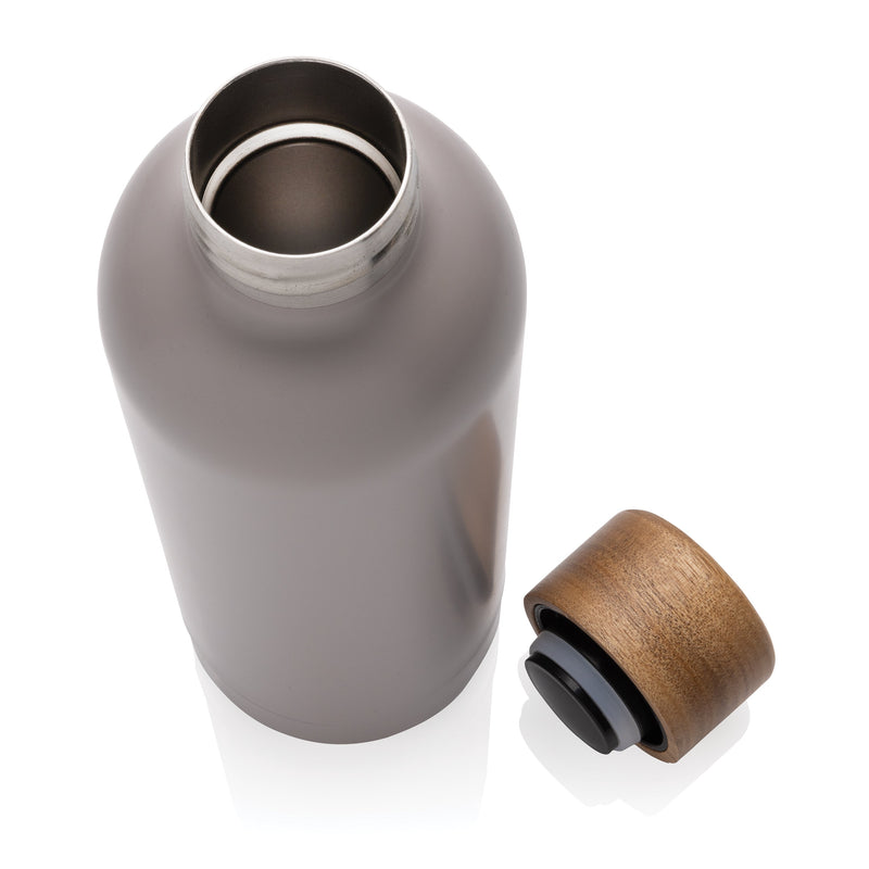 Load image into Gallery viewer, Stainless steel bottle with wood lid pack of 25 Custom Wood Designs __label: Multibuy black-stainless-steel-bottle-with-wood-lid-pack-of-25-53613620199767