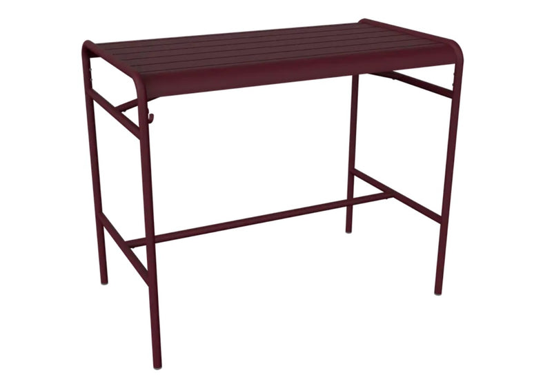 Load image into Gallery viewer, Black Fermob Luxembourg high metal table with a sleek design, measuring 126 x 73 cm, ideal for modern dining or outdoor spaces.