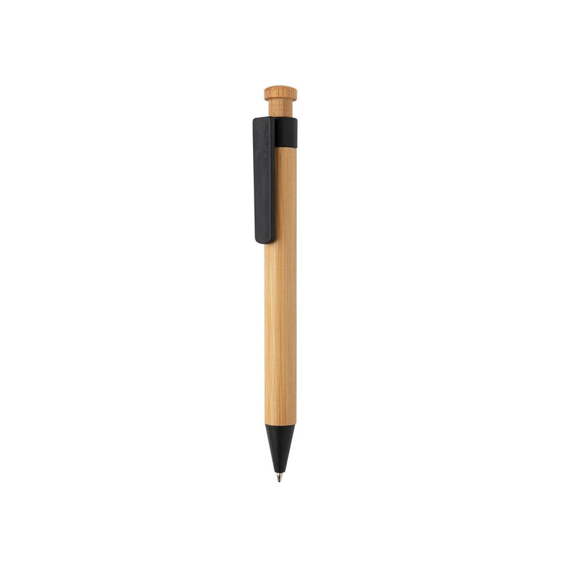 Load image into Gallery viewer, Bamboo pen with wheatstraw clip pack of 500 Black Custom Wood Designs __label: Multibuy blackbamboowheatstrawpencustomwooddesigns