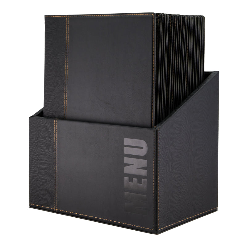 Load image into Gallery viewer, 40 x PU Menus with box - A4 Black Custom Wood Designs blue-40-x-pu-menus-with-box-a4-50900903788887