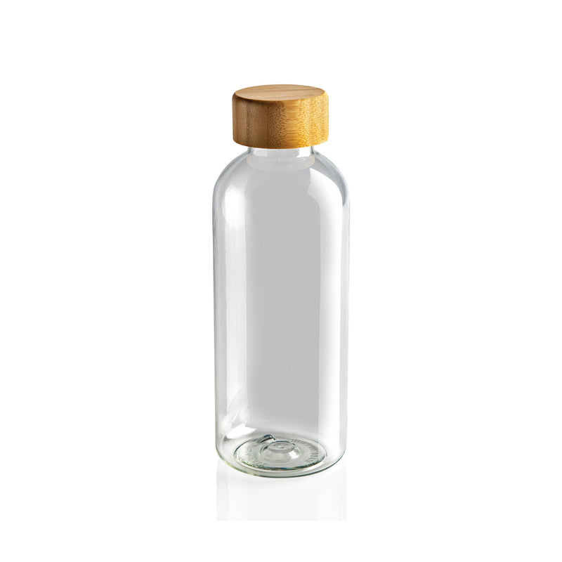 Load image into Gallery viewer, Bottle with bamboo lid 660ml pack of 25 Transparent Custom Wood Designs __label: Multibuy blue-bottle-with-bamboo-lid-660ml-pack-of-25-53613706182999