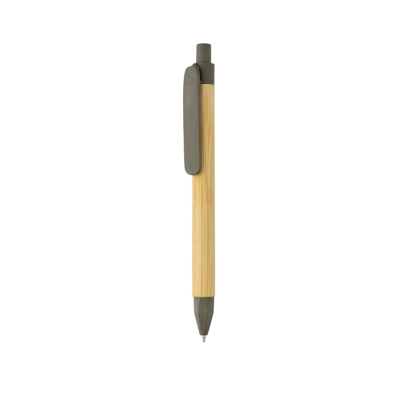 Load image into Gallery viewer, Pen with wooden wheatstraw clip pack of 500 Green Custom Wood Designs __label: Multibuy blue-pen-with-wooden-wheatstraw-clip-pack-of-500-53613194641751