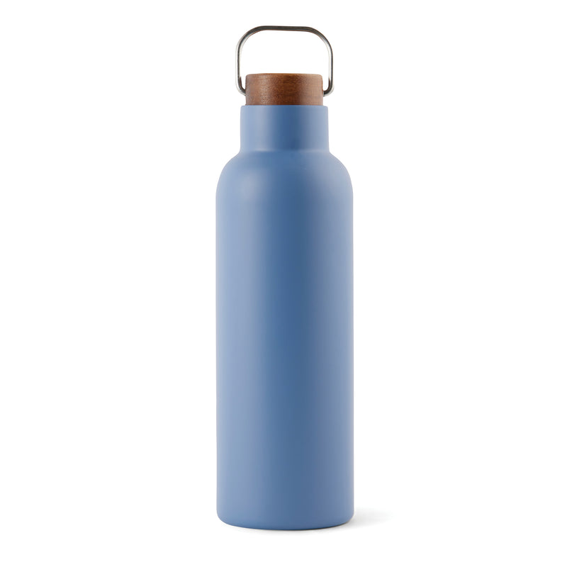 Load image into Gallery viewer, Recycled vacuum bottle 800ml with acacia wood lid pack of 25 Blue Custom Wood Designs __label: Multibuy blue800mlvacuumrecycledbottlecustomwooddesigns
