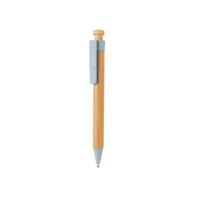 Load image into Gallery viewer, Bamboo pen with wheatstraw clip pack of 500 Branded Blue Custom Wood Designs __label: Multibuy bluebamboowheatstrawpencustomwooddesigns_d5a3efb2-7162-4058-bb96-1a26dfa8f284