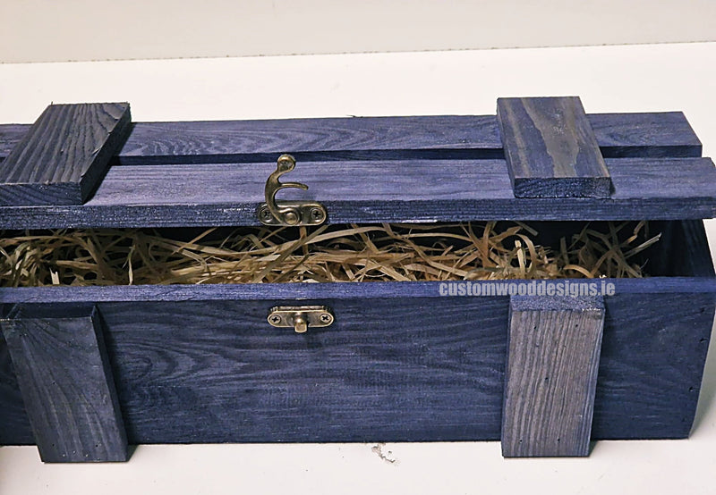 Load image into Gallery viewer, Rustic Bottle Box - Blue Single x 25 Bottle box Custom Wood Designs __label: Multibuy bottle-box-default-title-rustic-bottle-box-blue-single-53613458587991