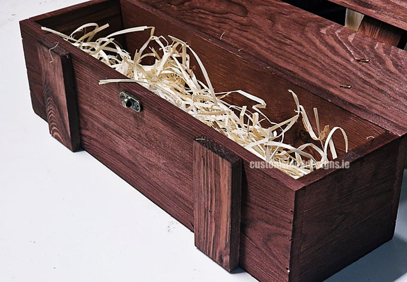 Load image into Gallery viewer, Rustic Bottle Box - Burgundy Single x 25 Bottle box Custom Wood Designs __label: Multibuy Bottle Box gift box Gift Boxes Single bottle box bottle-box-default-title-rustic-bottle-box-burgundy-single-53613459079511