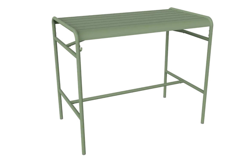 Load image into Gallery viewer, Fermob Luxembourg high metal table measuring 126x73 cm with a cactus-shaped design on the tabletop.