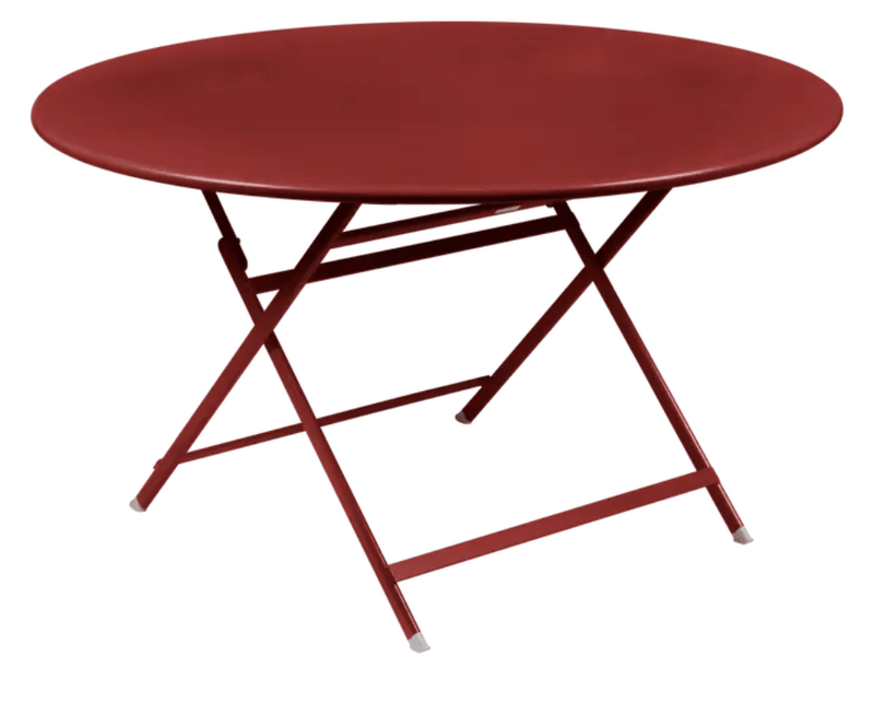 Load image into Gallery viewer, Fermob Caractère foldable metal table, 128cm diameter, eight-seater, with a vibrant Chilli color and sturdy foldable design.