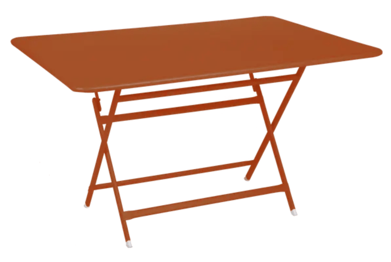 Load image into Gallery viewer, Fermob Caractère outdoor foldable metal table in Candied Orange, 128x90 cm, six-seater, suitable for patios and gardens.