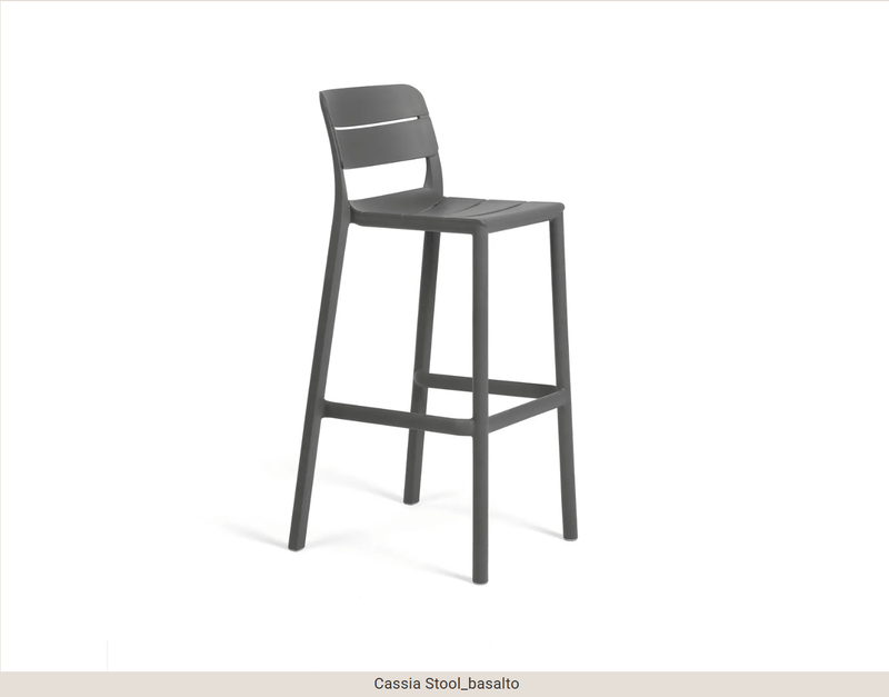 Load image into Gallery viewer, Cassia High Stool 75cm Outdoor Bar - Custom Wood DesignsNardi Cassia high outdoor bar stool, 75cm height, stackable design with a sleek basalt finish, ideal for outdoor seating.Nardi High Stool Stackable24575209077879Basalto