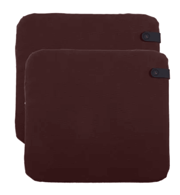 Load image into Gallery viewer, Set of 2 Fermob outdoor cushions in burgundy color, measuring 41 x 45 cm, designed for outdoor chairs.
