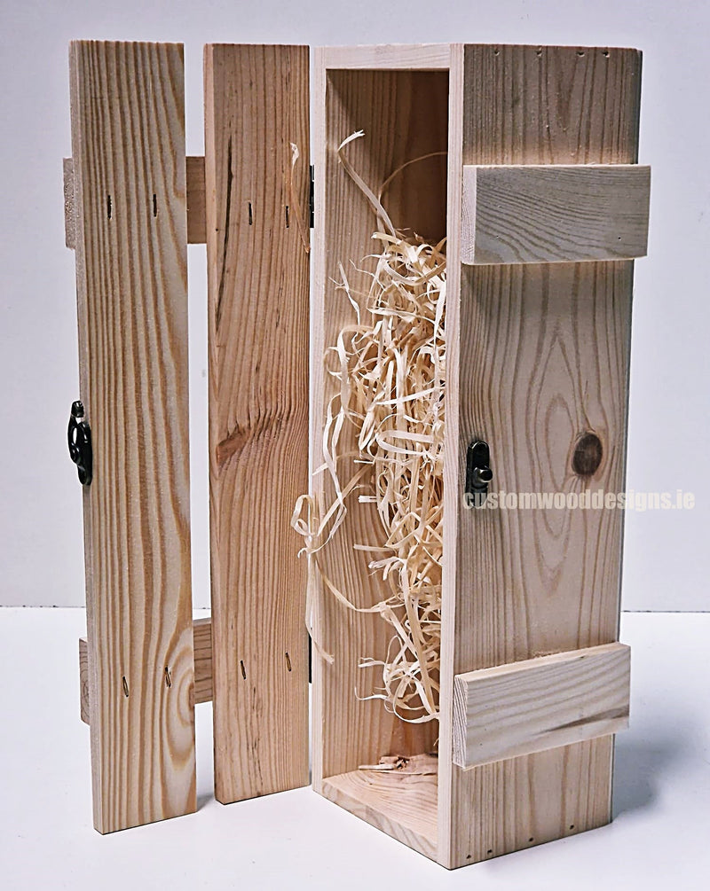 Load image into Gallery viewer, Rustic Bottle Box - Natural Single x 25 Corporate Gift Box with Wood Wool Custom Wood Designs __label: Multibuy gift gift box single box wine box wood wool corporate-gift-box-with-wood-wool-1-rustic-bottle-box-natural-single-53612179685719_a9711d32-51b2-40c5-ab47-79d4a13cb8b6