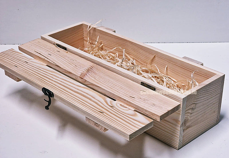 Load image into Gallery viewer, Rustic Bottle Box - Natural Single x 25 Corporate Gift Box with Wood Wool Custom Wood Designs __label: Multibuy gift gift box single box wine box wood wool corporate-gift-box-with-wood-wool-1-rustic-bottle-box-natural-single-53612186730839