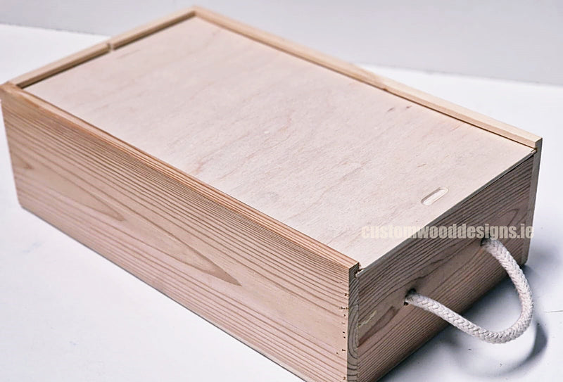 Load image into Gallery viewer, Sliding Lid 2 Bottle Box - Natural x 25 Corporate Gift Box with Wood Wool Custom Wood Designs box corporate double wine gift wine wood wool corporate-gift-box-with-wood-wool-1-sliding-lid-2-bottle-box-natural-x-25-52625920295255