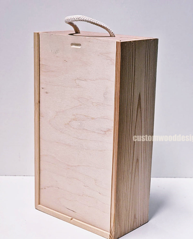 Load image into Gallery viewer, Sliding Lid 2 Bottle Box - Natural x 25 Corporate Gift Box with Wood Wool Custom Wood Designs box corporate double wine gift wine wood wool corporate-gift-box-with-wood-wool-1-sliding-lid-2-bottle-box-natural-x-25-53612160483671