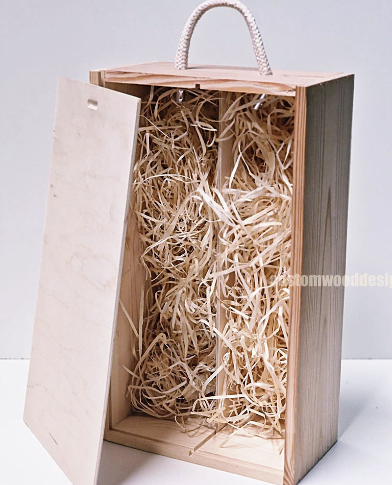 Load image into Gallery viewer, Sliding Lid 2 Bottle Box - Natural x 25 Corporate Gift Box with Wood Wool Custom Wood Designs box corporate double wine gift wine wood wool corporate-gift-box-with-wood-wool-1-sliding-lid-2-bottle-box-natural-x-25-53612162285911_beacafe8-cf3c-43b8-9812-aebefc1337fc
