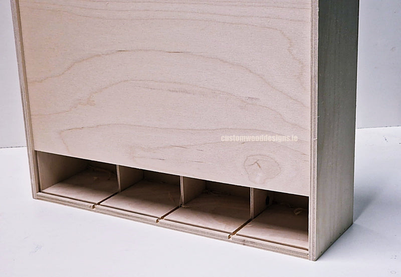 Load image into Gallery viewer, Sliding Lid 4 Bottle Box - Natural x 25 Corporate Gift Box with Wood Wool Custom Wood Designs box corporate gift hamper triple wine box wood wool corporate-gift-box-with-wood-wool-1-sliding-lid-4-bottle-box-natural-x-25-53612176114007