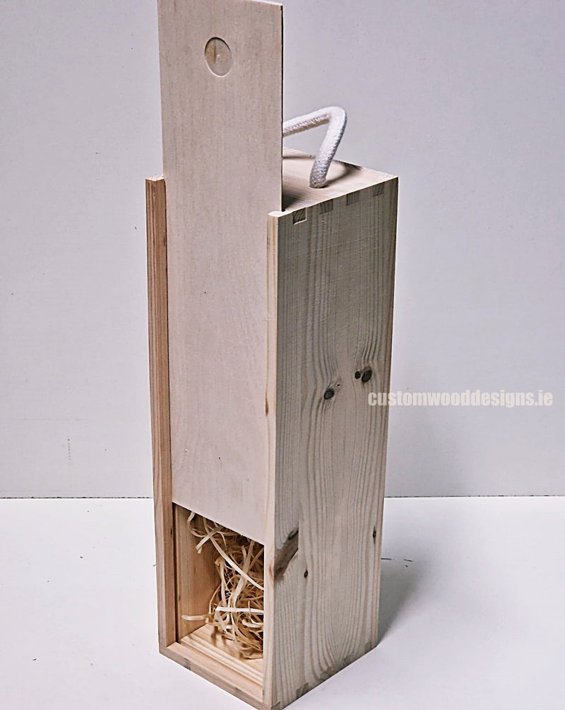 Load image into Gallery viewer, Sliding Lid 1 Bottle Box - Natural x 25 Corporate Gift Box with Wood Wool Custom Wood Designs __label: Multibuy gift gift box single box wine box wood wool corporate-gift-box-with-wood-wool-25-sliding-lid-1-bottle-box-natural-x-25-52616582889815
