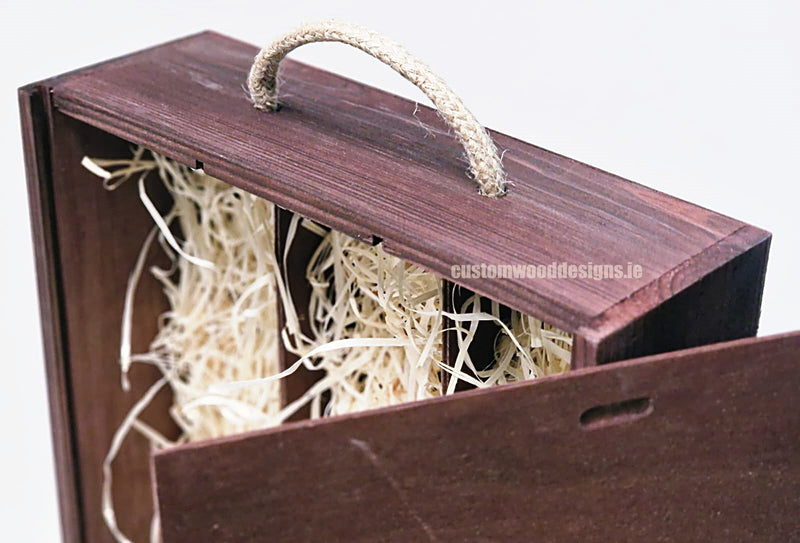 Load image into Gallery viewer, Sliding Lid 3 Bottle Box - Burgundy x25 Corporate Gift Box with Wood Wool Custom Wood Designs box corporate gift hamper triple wine box wood wool corporate-gift-box-with-wood-wool-25-sliding-lid-3-bottle-box-burgundy-x25-53613523566935