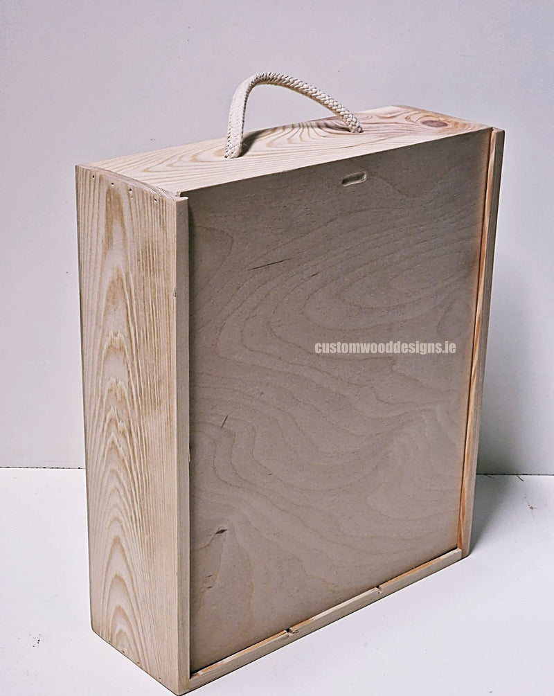 Load image into Gallery viewer, Sliding Lid 3 Bottle Box - Natural x25 Corporate Gift Box with Wood Wool Custom Wood Designs box corporate gift hamper triple wine box wood wool corporate-gift-box-with-wood-wool-25-sliding-lid-3-bottle-box-natural-x25-52626278449495