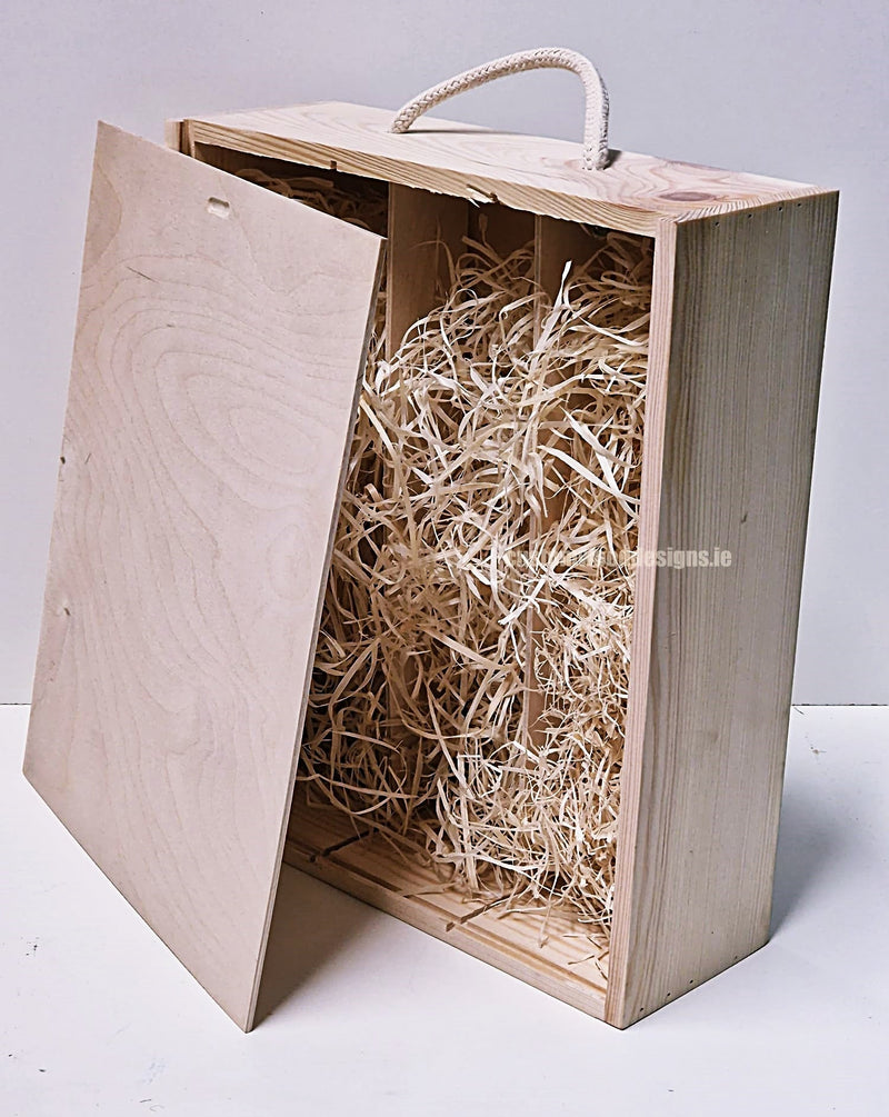 Load image into Gallery viewer, Sliding Lid 3 Bottle Box - Natural x25 Corporate Gift Box with Wood Wool Custom Wood Designs box corporate gift hamper triple wine box wood wool corporate-gift-box-with-wood-wool-25-sliding-lid-3-bottle-box-natural-x25-52626278711639