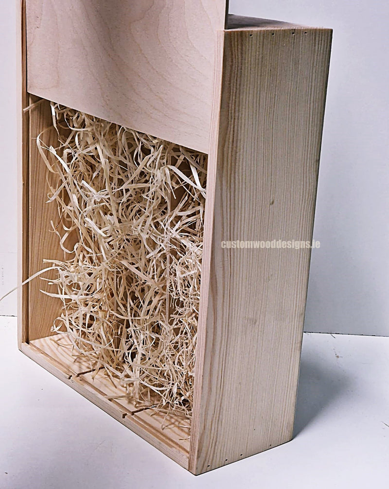 Load image into Gallery viewer, Sliding Lid 3 Bottle Box - Natural x25 Corporate Gift Box with Wood Wool Custom Wood Designs box corporate gift hamper triple wine box wood wool corporate-gift-box-with-wood-wool-25-sliding-lid-3-bottle-box-natural-x25-53612165988695