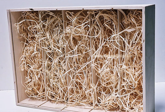 Sliding Lid 5 Bottle Box - Natural x 25 Corporate Gift Box with Wood Wool Custom Wood Designs box corporate gift hamper triple wine box wood wool corporate-gift-box-with-wood-wool-25-sliding-lid-5-bottle-box-natural-x-25-52626856411479