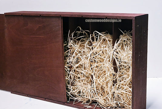 Sliding Lid 6 Bottle Box - Burgundy x 25 Corporate Gift Box with Wood Wool Custom Wood Designs box corporate gift hamper triple wine box wood wool corporate-gift-box-with-wood-wool-25-sliding-lid-6-bottle-box-burgundy-x-25-52627048366423
