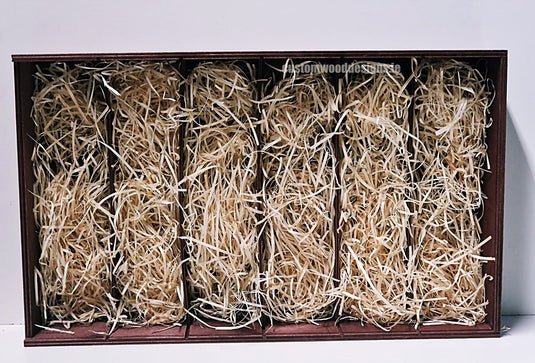 Sliding Lid 6 Bottle Box - Burgundy x 25 Corporate Gift Box with Wood Wool Custom Wood Designs box corporate gift hamper triple wine box wood wool corporate-gift-box-with-wood-wool-25-sliding-lid-6-bottle-box-burgundy-x-25-52627048399191