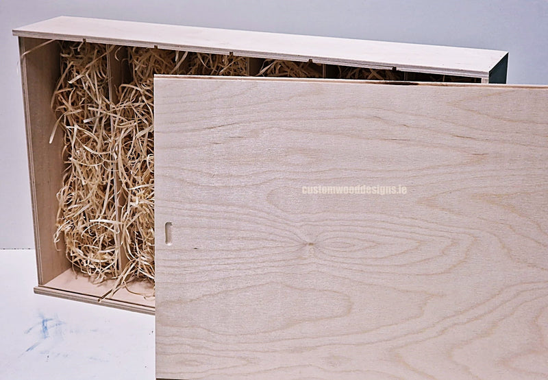 Load image into Gallery viewer, Sliding Lid 6 Bottle Box - Natural x 25 Corporate Gift Box with Wood Wool Custom Wood Designs box corporate gift hamper triple wine box wood wool corporate-gift-box-with-wood-wool-50-sliding-lid-6-bottle-box-natural-x-25-53612176081239
