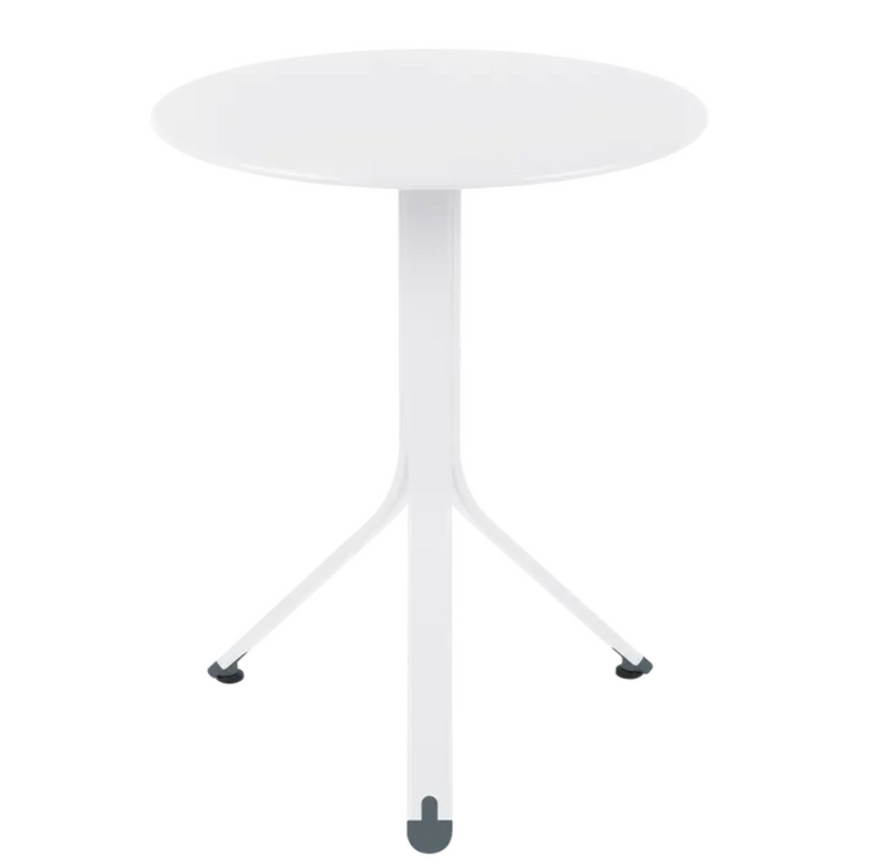 Load image into Gallery viewer, Fermob Rest'O Round folding outdoor bistro table in white metal with 60cm diameter, ideal for outdoor dining or patio use