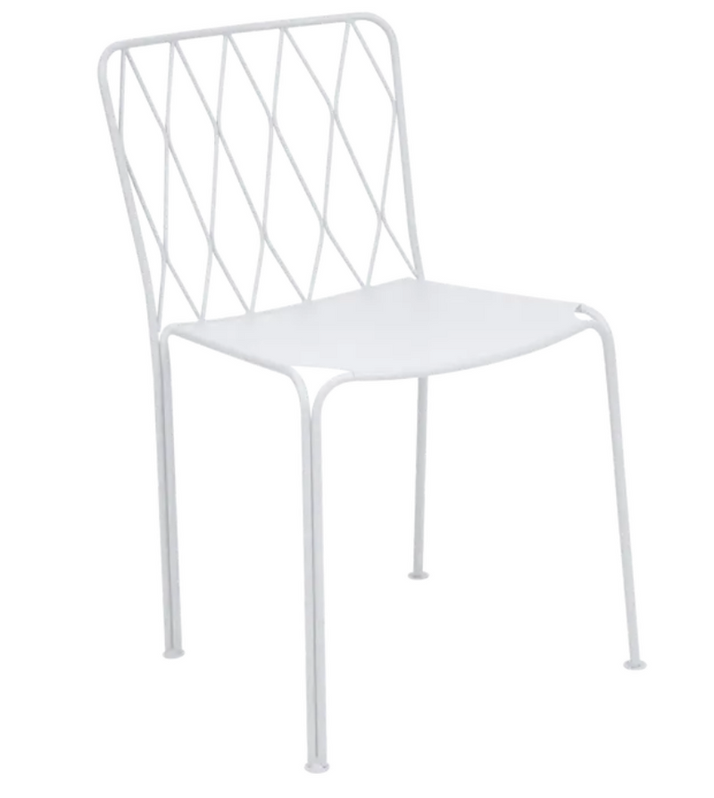 Load image into Gallery viewer, Stackable Fermob outdoor metal chair with white cotton finish, designed for outdoor restaurant or garden use.