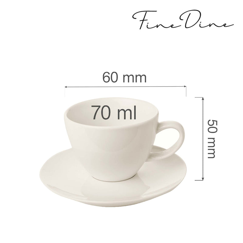 Load image into Gallery viewer, Crema elegant cup with saucer, 70ml - Custom Wood DesignsFine Dine Crema elegant espresso cup with saucer, 70ml, made of fine ceramic, showing the cup filled with coffee on a saucer.espresso cup770399