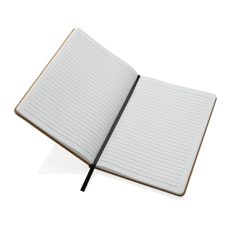 Load image into Gallery viewer, A pack of 25 A5 Cork and stonepaper notebooks by Custom Wood Designs, featuring eco-friendly covers and spiral binding.